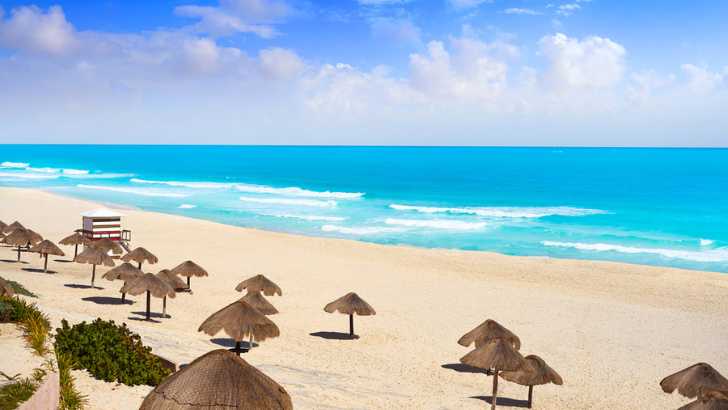Cancun Playa Delfines beach in Riviera Maya of Mexico