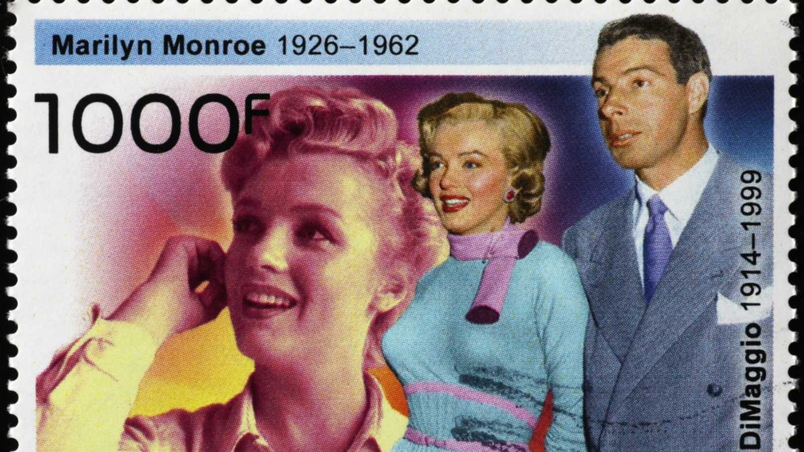 Milan, Italy - September 22, 2022: Marilyn Monroe and Joe Di Maggio on postage stamp from Togo