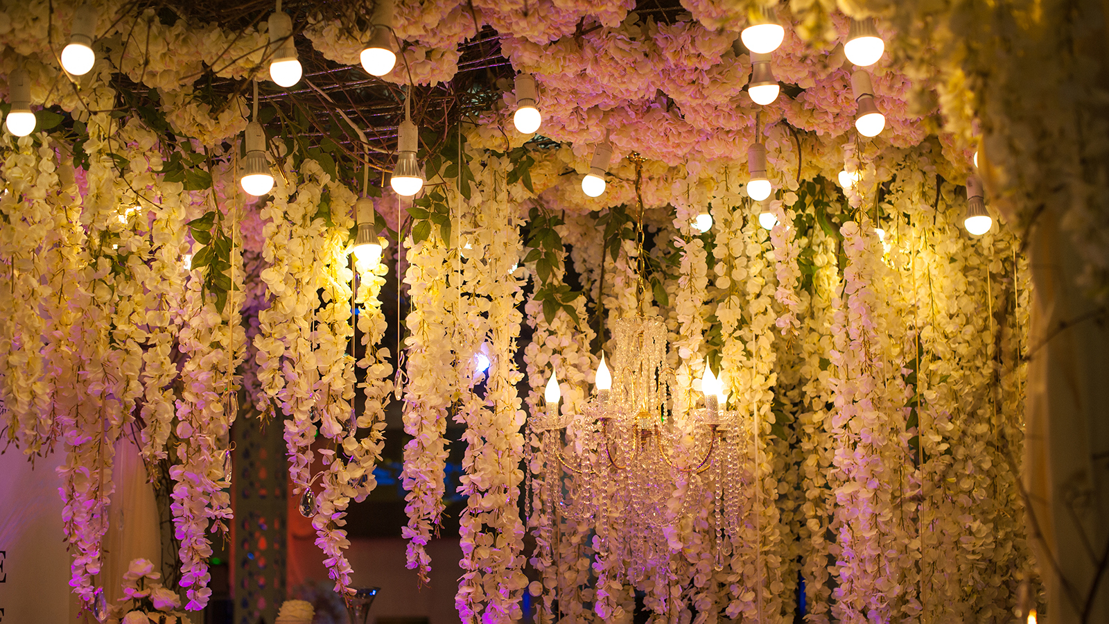 Luxury beautiful decor evening with lights for wedding