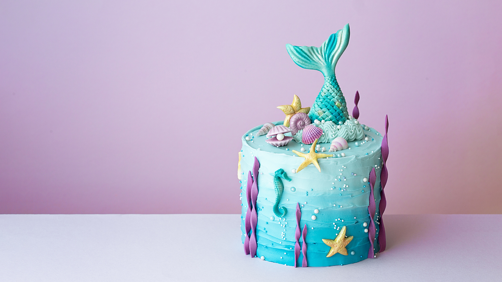 mermaid theme cake