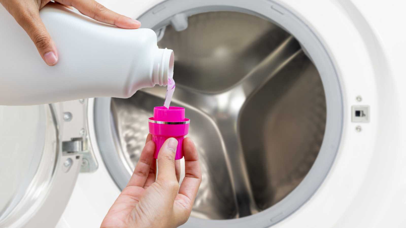Woman using detergent