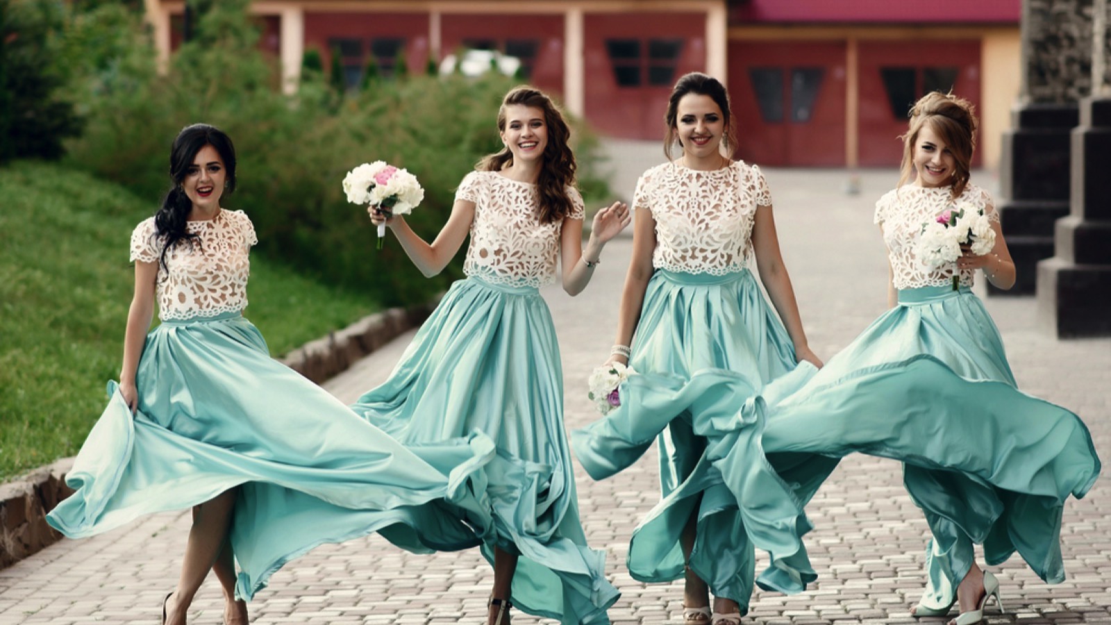 Bridesmaid wearing beautiful dresses