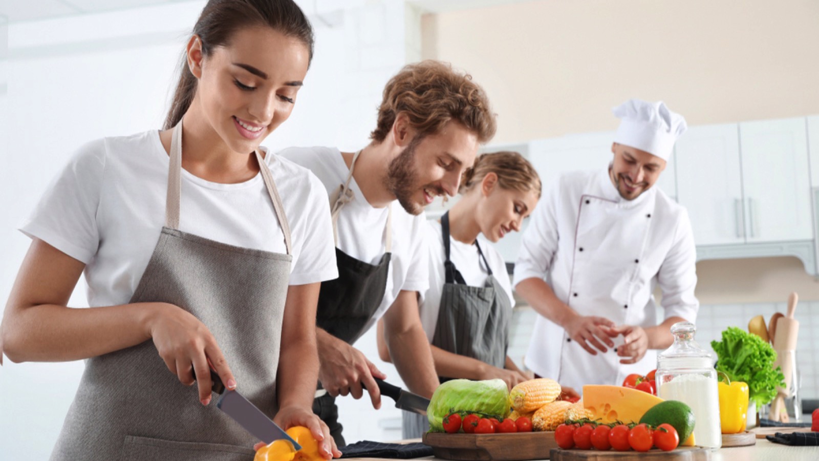 Students in cooking class